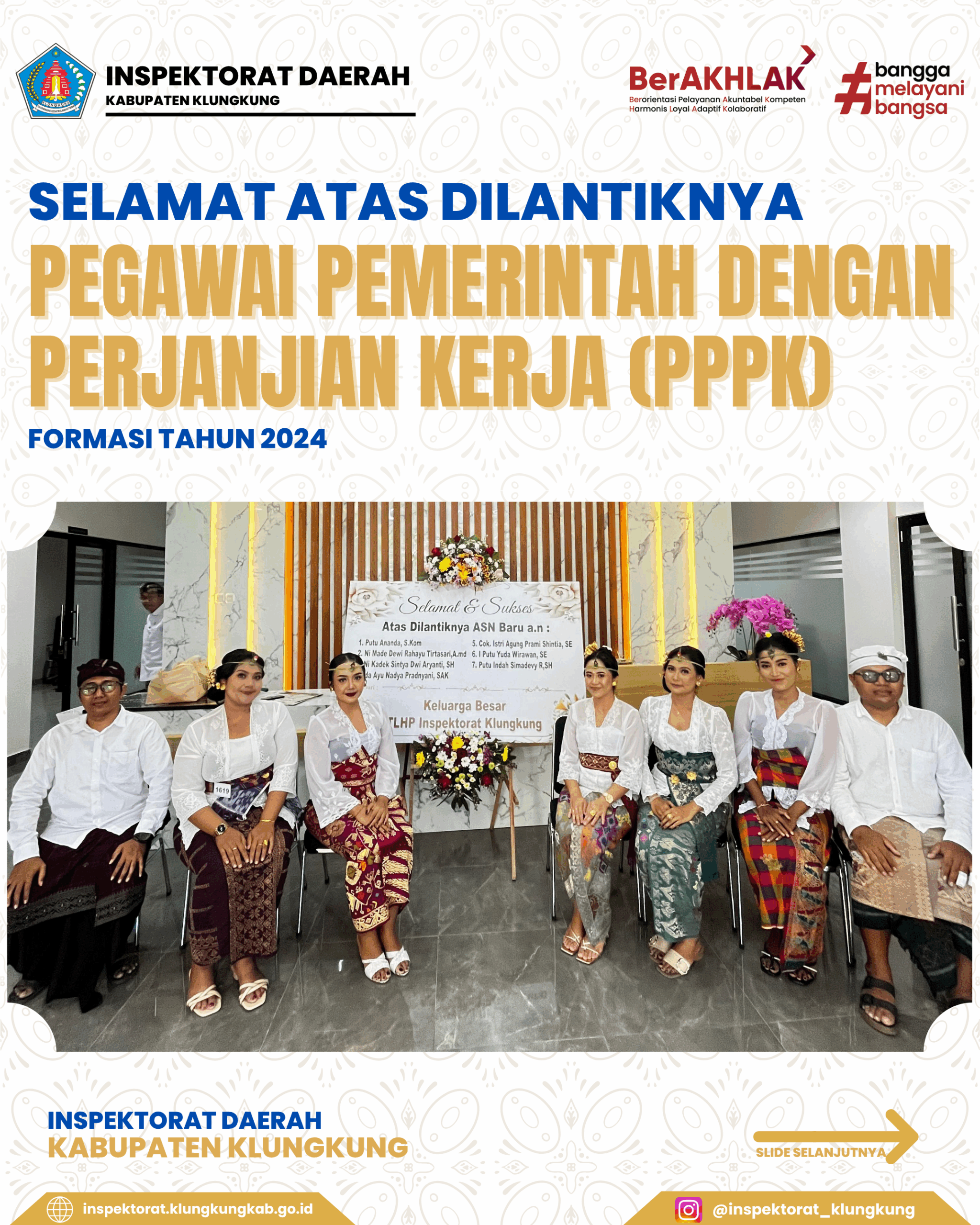 PELANTIKAN PPPK FORMASI TAHUN 2024 DI LINGKUNGAN INSPEKTORAT DAERAH KLUNGKUNG